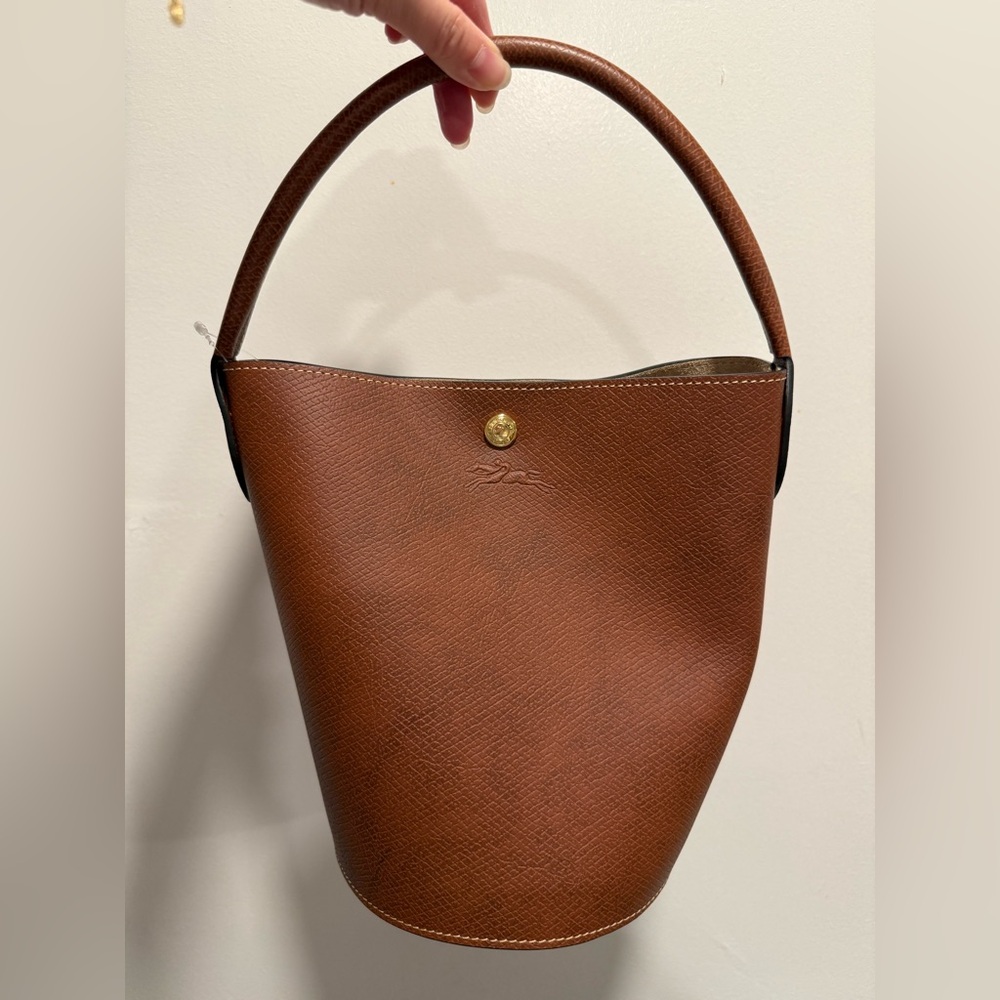 Longchamp Brown Epure Leather Bucket Bag with Top Handle